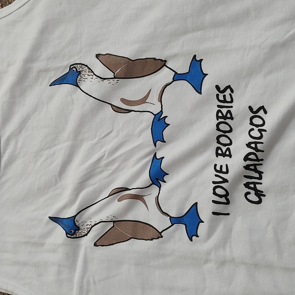 I Love Boobies Galapagos Graphic White Sleeveless Vests Women's Size XXL - Picture 3 of 12